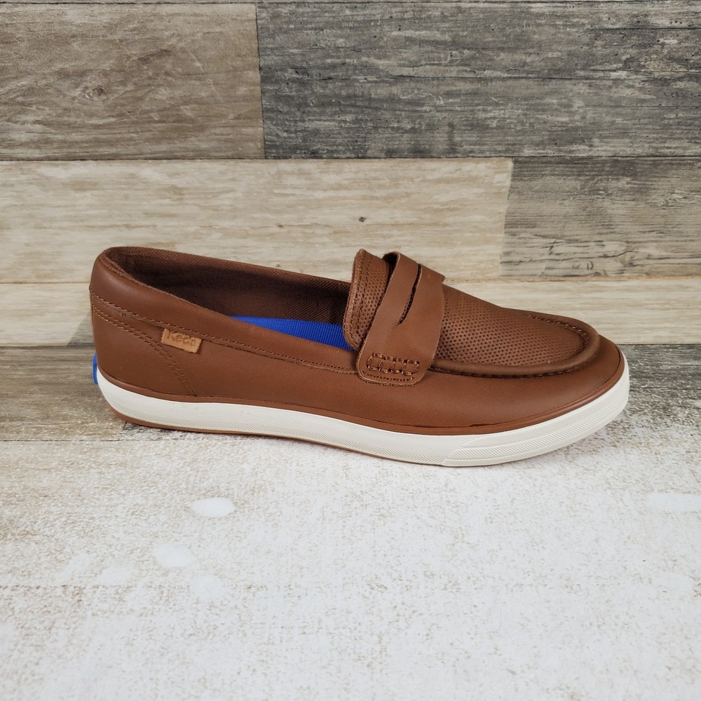 Keds Center III Womens Loafer Shoe Sz 7 M Comfort Cognac Leather Moc Toe Slip On